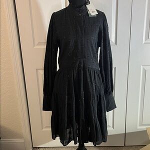 NWT Tuckernuck Oliphant Black Shirt Waist Dress Medium Victorian Prairie